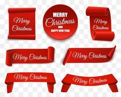 Christmas Tag isolated. Red vector banner. Merry Christmas and Happy New Year Label.