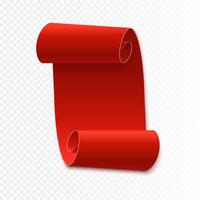 Red Curved Paper Blank Banner. Red Ribbon Isolated On White vector