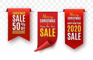 Christmas Tag isolated. Red vector banner. Merry Christmas and Happy New Year Label.