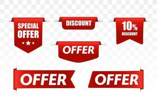 New Offer tag isolated on white. Red circle banner. vector