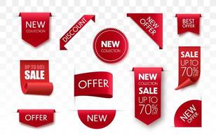 New Offer tag isolated on white. Red circle banner. vector