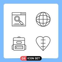 4 Line Black Icon Pack Outline Symbols for Mobile Apps isolated on white background. 4 Icons Set. vector
