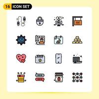 Set of 16 Modern UI Icons Symbols Signs for world configure fountain browser celebration Editable Creative Vector Design Elements