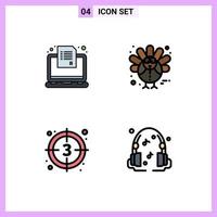 Universal Icon Symbols Group of 4 Modern Filledline Flat Colors of exam countdown questionnaire holiday movie Editable Vector Design Elements