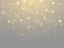 Golden bokeh lights with glowing particles isolated. vector