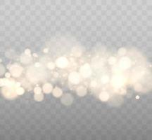 Golden bokeh lights with glowing particles isolated. vector