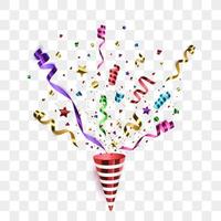 Confetti festive illustration. Party popper isolated vector