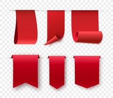 Set Of Blank Red Ribbons, Tags, Badges, And Labels Isolated. vector