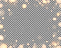 Golden bokeh lights with glowing particles isolated. vector