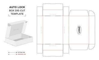 Auto lock box die cut template vector