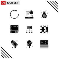 Stock Vector Icon Pack of 9 Line Signs and Symbols for graph business bag network database Editable Vector Design Elements