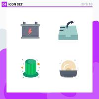 Group of 4 Modern Flat Icons Set for acumulator party car send mussel Editable Vector Design Elements