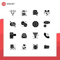 Modern Set of 16 Solid Glyphs and symbols such as medicine pills street capsule search Editable Vector Design Elements