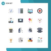 16 Universal Flat Color Signs Symbols of light presentation marketing beamer soldier Editable Pack of Creative Vector Design Elements