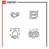 Set of 4 Modern UI Icons Symbols Signs for agreement celebration business journey festival Editable Vector Design Elements