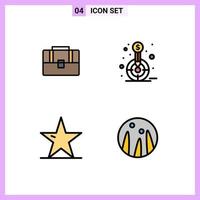 User Interface Pack of 4 Basic Filledline Flat Colors of bag ecology hand bag fund nature Editable Vector Design Elements