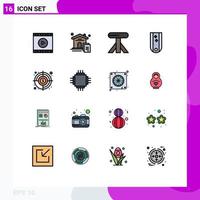 16 iconos creativos signos y símbolos modernos de la insignia de rango de comedor a rayas de meta elementos de diseño de vectores creativos editables