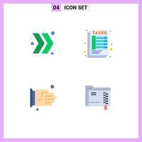 4 iconos universales planos signos símbolos de acuerdo de flecha calcular datos de impuestos elementos de diseño vectorial editables vector