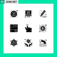 9 Universal Solid Glyph Signs Symbols of dollar gesture business double favorite Editable Vector Design Elements