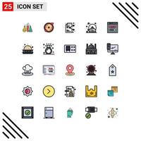 Modern Set of 25 Filled line Flat Colors Pictograph of internet tea share pot online Editable Vector Design Elements