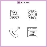 Pack of 4 Modern Filledline Flat Colors Signs and Symbols for Web Print Media such as chart mobile presentation care develop Editable Vector Design Elements