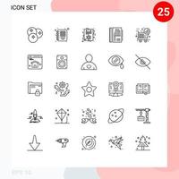 25 Universal Line Signs Symbols of new item chart card report annual Editable Vector Design Elements