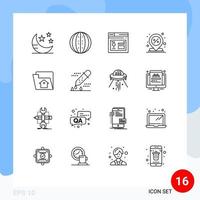 Pack of 16 creative Outlines of pin location watermelon discount page Editable Vector Design Elements