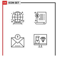 4 General Icons for website design print and mobile apps 4 Outline Symbols Signs Isolated on White Background 4 Icon Pack vector