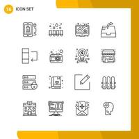 Outline Pack of 16 Universal Symbols of camera data money column mailbox Editable Vector Design Elements