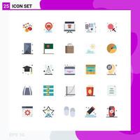 Pack of 25 Modern Flat Colors Signs and Symbols for Web Print Media such as candies financial computer budget shopping Editable Vector Design Elements