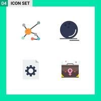 Flat Icon Pack of 4 Universal Symbols of atom watchkit dna game document Editable Vector Design Elements