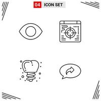 4 Icons Line Style. Grid Based Creative Outline Symbols for Website Design. Simple Line Icon Signs Isolated on White Background. 4 Icon Set. vector