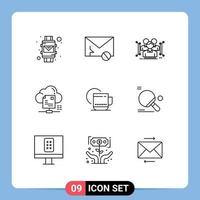 Set of 9 Modern UI Icons Symbols Signs for cloud sharing spam file human Editable Vector Design Elements