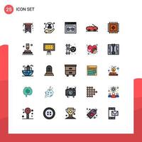 Set of 25 Modern UI Icons Symbols Signs for rug car safe cabriolet file Editable Vector Design Elements