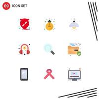 Universal Icon Symbols Group of 9 Modern Flat Colors of play headphone light e learning lump Editable Vector Design Elements