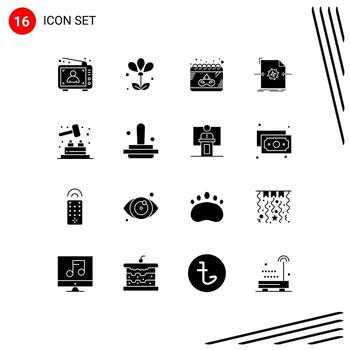 16 glifos sólidos vectoriales temáticos y símbolos editables de whack a mole object spring file gras elementos de diseño vectorial editables vector