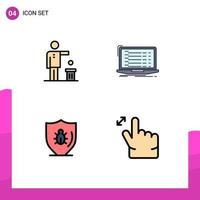 Universal Icon Symbols Group of 4 Modern Filledline Flat Colors of bad laptop recycling app programing Editable Vector Design Elements