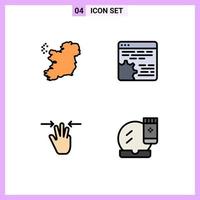 4 Creative Icons Modern Signs and Symbols of world hand api setting three fingers Editable Vector Design Elements