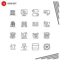 Pictogram Set of 16 Simple Outlines of building message install mail toggle Editable Vector Design Elements