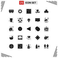 Group of 25 Solid Glyphs Signs and Symbols for truck car interface web remove Editable Vector Design Elements