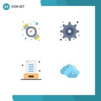 User Interface Pack of 4 Basic Flat Icons of digital office cogwheel email cloudy Editable Vector Design Elements