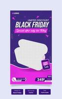 Black friday sale offer banner promotional festival story template vector