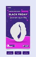 Black friday sale offer banner promotional festival story template vector