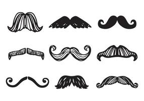 Set of Hand Drawn Doodle Sketch of Mustaches of Different Shapes and Types. Handsome Man Accessory vector