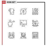 9 Creative Icons Modern Signs and Symbols of screen indicator search human avatar Editable Vector Design Elements