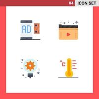 Set of 4 Commercial Flat Icons pack for ad generation message movie innovation Editable Vector Design Elements