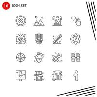 Outline Pack of 16 Universal Symbols of administrator up football hand cursor player Editable Vector Design Elements