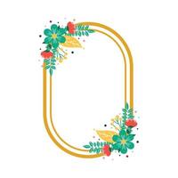 Rounded floral photo frame vector