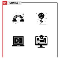 User Interface Solid Glyph Pack of modern Signs and Symbols of cloud web farming sunflower real Editable Vector Design Elements