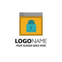 Login Secure Web Layout Password Lock Business Logo Template Flat Color vector